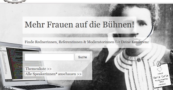 Speakerinnen.org: Liste weiblicher Fachkräfte für Vorträge bei Veranstaltungen